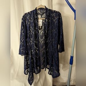 2X navy lace coverup